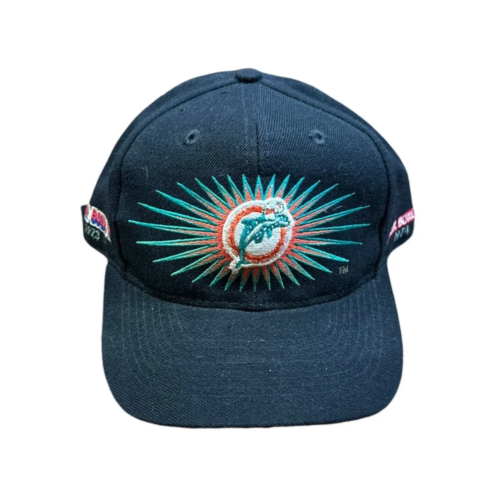 Vintage Miami Dolphins Strapback Back 2 Back Super Bowl Champs Cap 1973 1974 NFL
